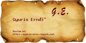 Gyuris Ernő névjegykártya